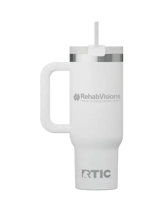RTIC Road Trip 30oz White Tumbler w/RehabVisions Logo