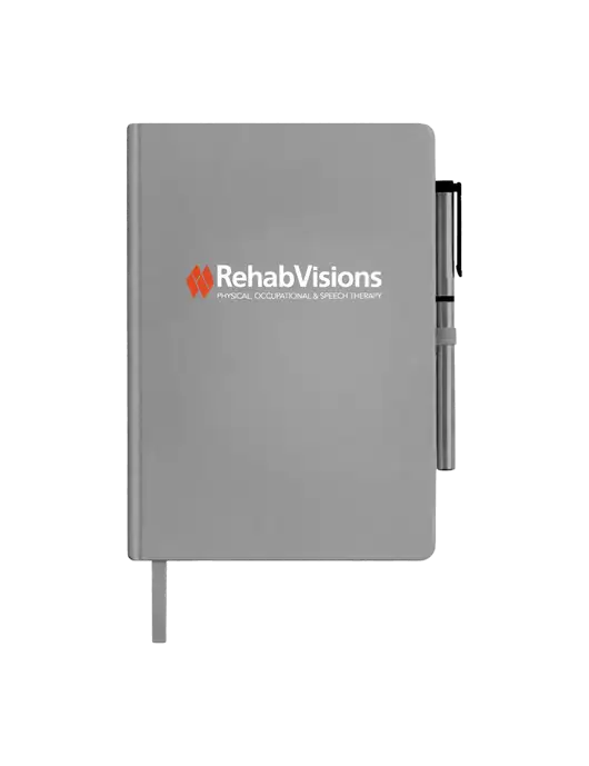 Soft Touch Medium Grey Journal and Gel Pen Combo w/RehabVisions Logo