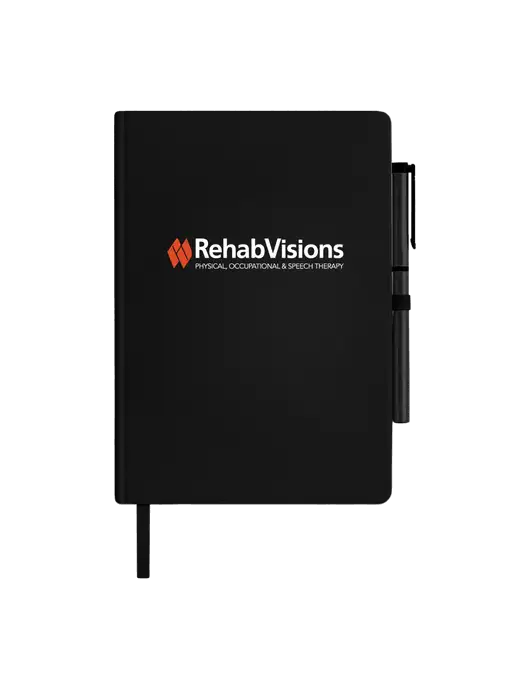 Soft Touch Black Journal and Gel Pen Combo w/RehabVisions Logo