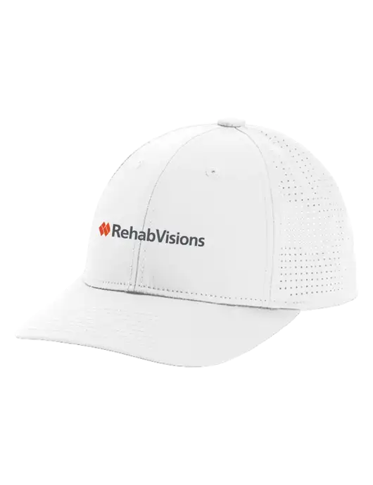 Pro-Cut Structured Snapback with Pinhole Mesh White Cap w/RehabVisions Logo