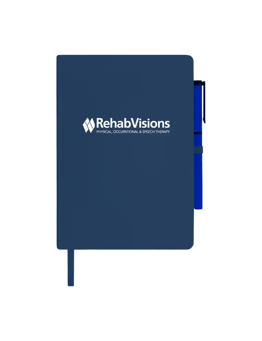 Soft Touch Dark Navy Journal and Gel Pen Combo w/RehabVisions Logo