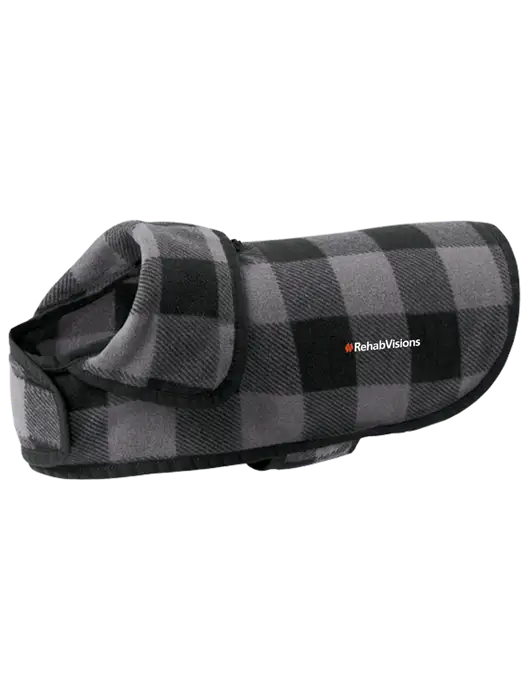 Pawsh Buffalo Grey/Black Check Pet Fleece Jacket w/RehabVisions Logo