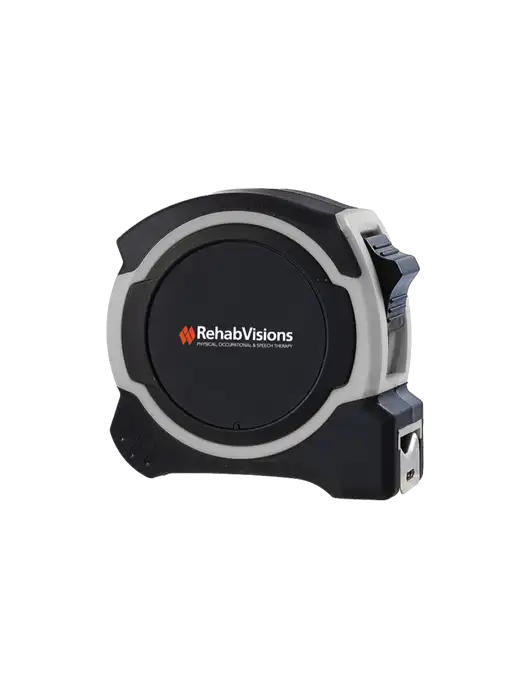 Light Grey and Black Pro Tape Measure, 25'
 w/RehabVisions Logo