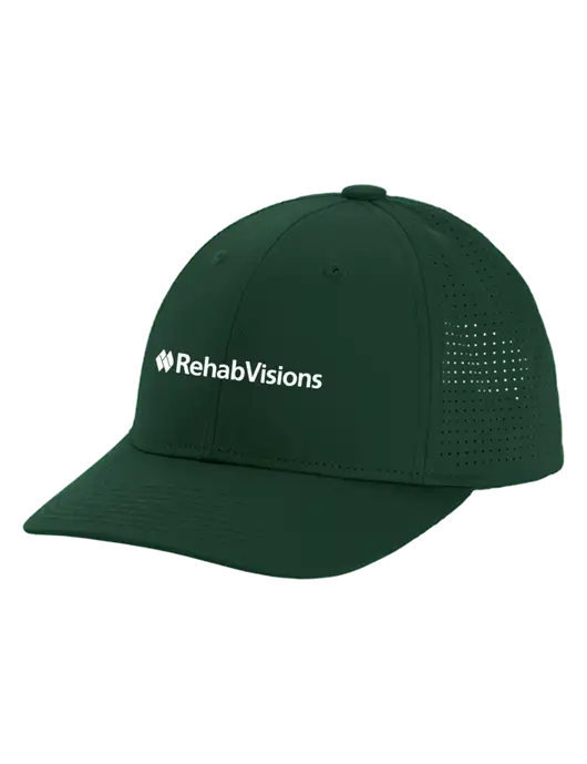 Pro-Cut Structured Snapback with Pinhole Mesh Dark Green Cap w/RehabVisions Logo