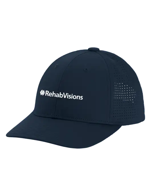 Pro-Cut Structured Snapback with Pinhole Mesh Dark Navy Cap w/RehabVisions Logo