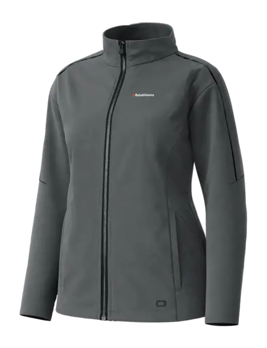OGIO Womens Commuter Full-Zip Soft Shell Dark Grey Jacket w/RehabVisions Logo