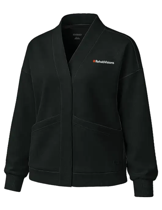 OGIO Womens Transcend Black Cardigan w/RehabVisions Logo