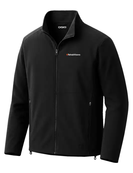 OGIO Kinetic Soft Shell Black Jacket w/RehabVisions Logo