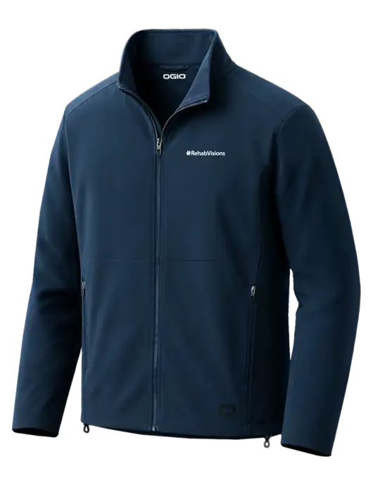OGIO Kinetic Soft Shell Dark Navy Jacket w/RehabVisions Logo