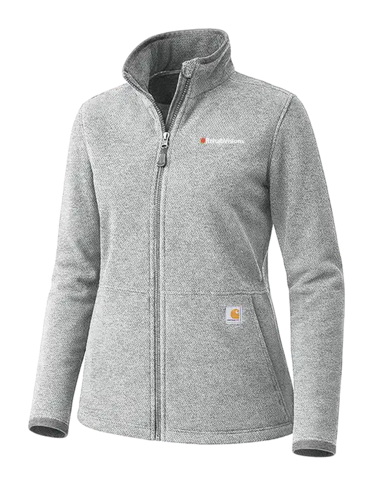 Carhartt Womens Medium Grey Heather Textured Full-Zip Fleece Jacket w/RehabVisions Logo