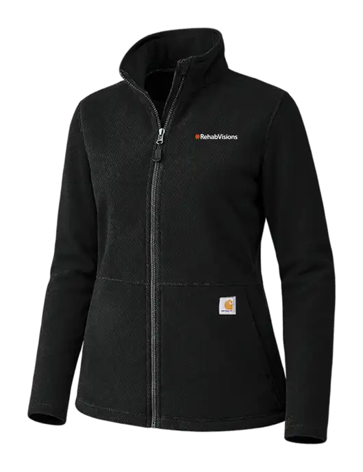 Carhartt Womens Black Textured Full-Zip Fleece Jacket w/RehabVisions Logo