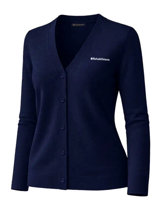 Brooks Brothers Womens Cotton Stretch Dark Navy Cardigan Sweater w/RehabVisions Logo