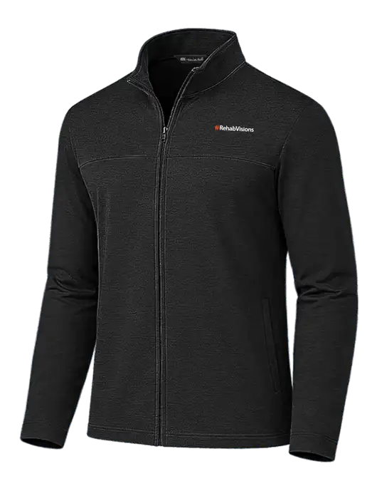 TravisMathew Black Newport Full-Zip Fleece Jacket w/RehabVisions Logo