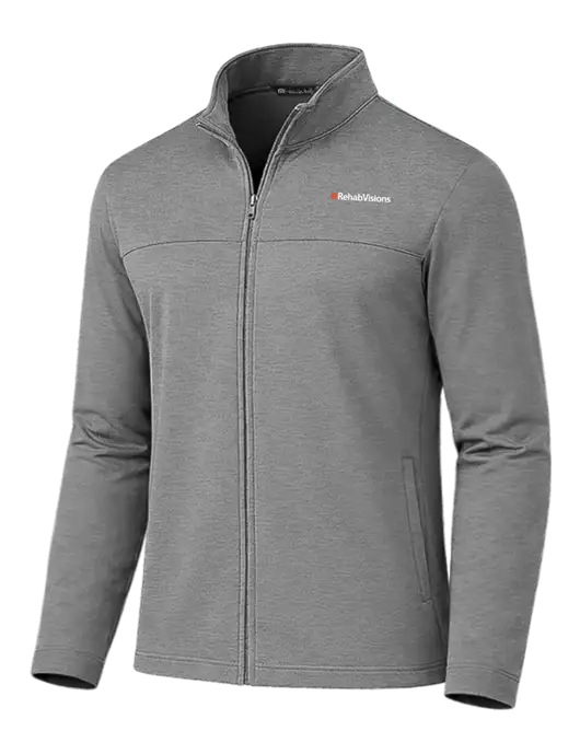 TravisMathew Dark Medium Grey Newport Full-Zip Fleece Jacket w/RehabVisions Logo