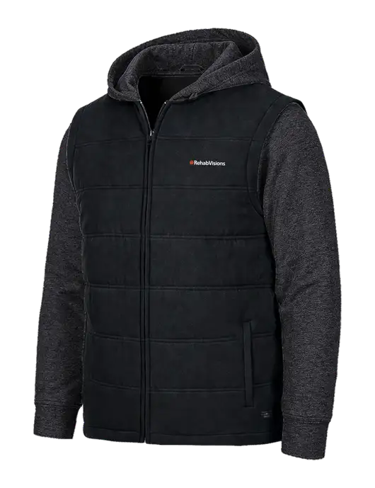 TravisMathew Tides Up Hooded Black/Black Heather Jacket w/RehabVisions Logo