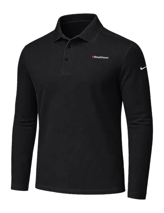 Nike Black Dri-FIT Micro Pique 2.0 Long Sleeve Polo w/RehabVisions Logo