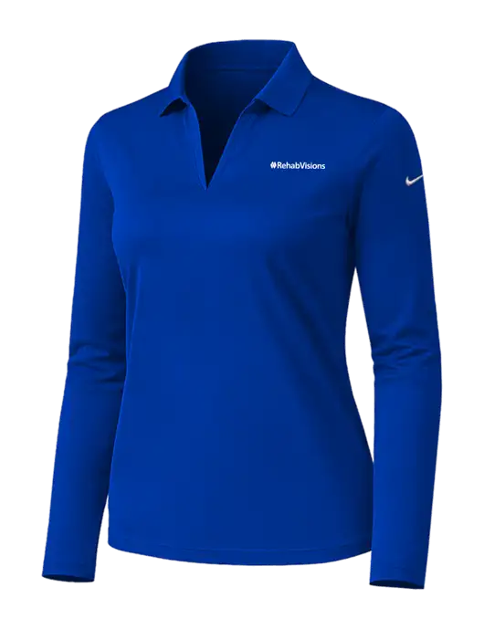 Nike Womens Dark Royal Dri-FIT Micro Pique 2.0 Long Sleeve Polo w/RehabVisions Logo