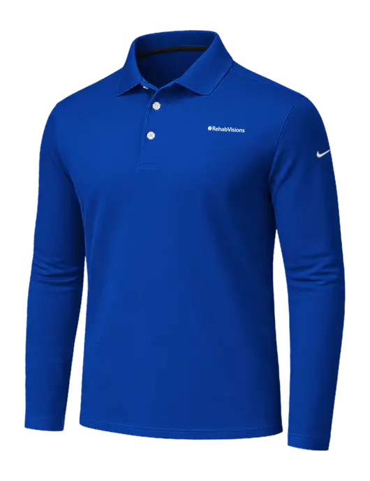 Nike Dark Royal Dri-FIT Micro Pique 2.0 Long Sleeve Polo w/RehabVisions Logo