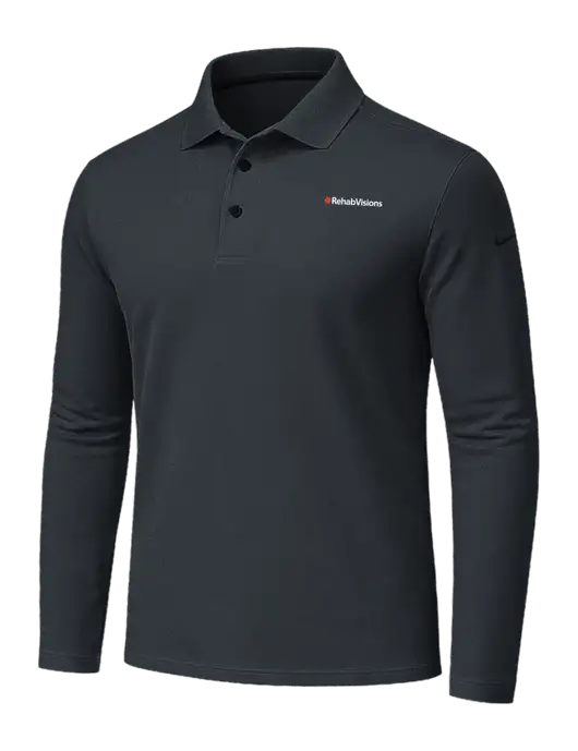 Nike Dark Grey Dri-FIT Micro Pique 2.0 Long Sleeve Polo w/RehabVisions Logo