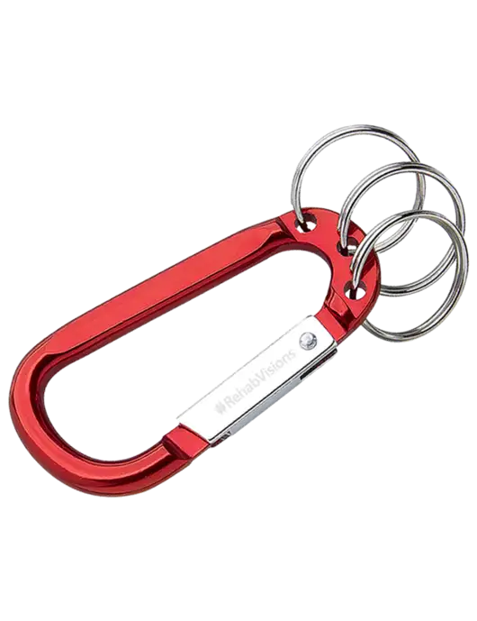 Red 3 Ring Carabiner Clip w/RehabVisions Logo