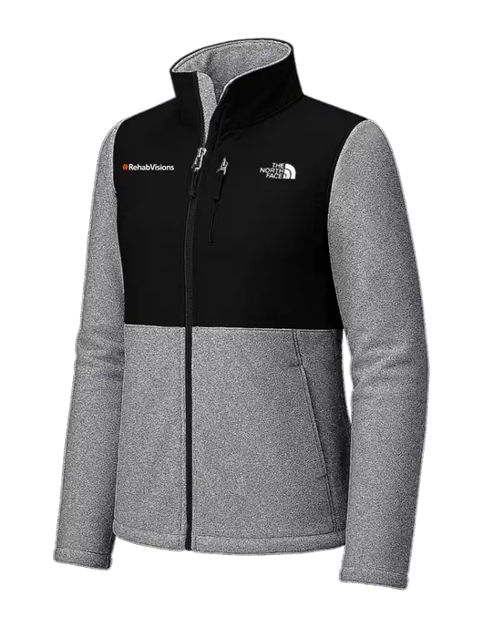 The North Face Womens Dark Medium Grey Heather/Black Highest Peak Full-Zip Fleece Jacket w/RehabVisions Logo