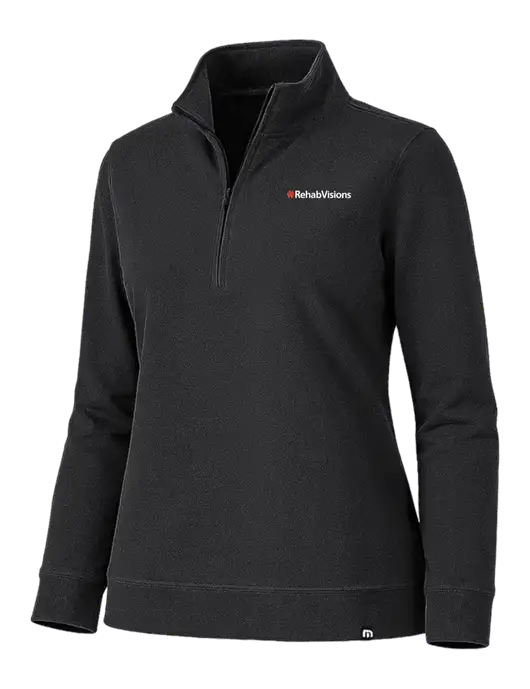 TravisMathew Womens Coveside Black 1/2 Zip w/RehabVisions Logo
