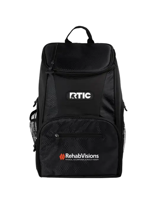 RTIC 15 Can Lightweight Black Backpack Cooler w/RehabVisions Logo