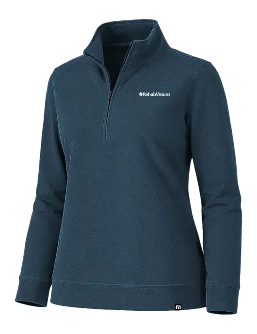 TravisMathew Womens Coveside Navy Heather 1/2 Zip w/RehabVisions Logo