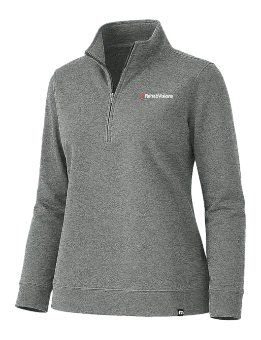 TravisMathew Womens Coveside Medium Dark Grey Heather Heather 1/2 Zip w/RehabVisions Logo
