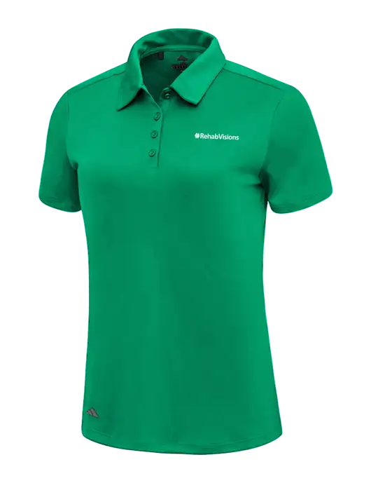 Adidas Medium Green Womens Ultimate Solid Polo w/RehabVisions Logo