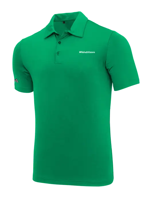 Adidas Medium Green Ultimate Solid Polo w/RehabVisions Logo