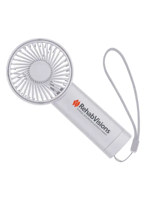 Airpulse 3-Speed Rechargeable White Fan w/RehabVisions Logo