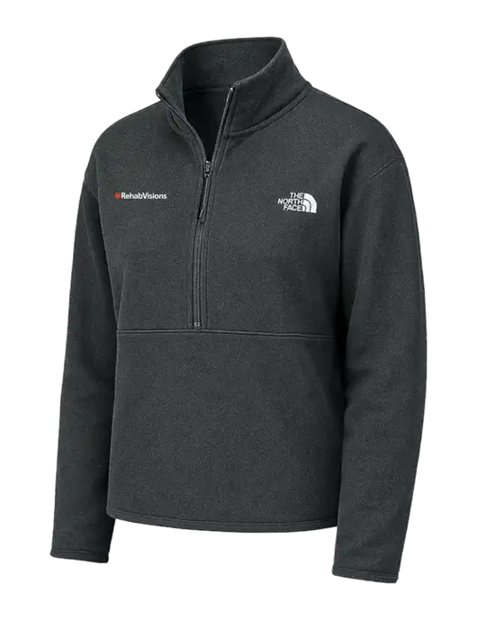 The North Face Womens Very Dark Grey Double-Knit 1/2-Zip Fleece w/RehabVisions Logo