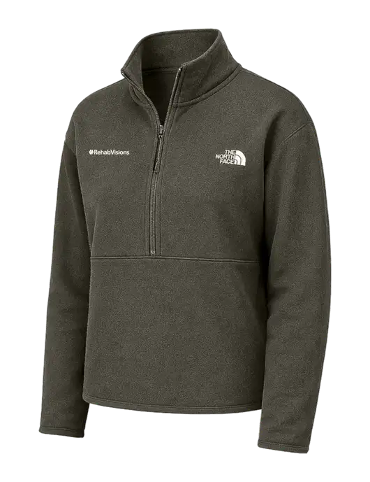 The North Face Womens Dark Olive Double-Knit 1/2-Zip Fleece w/RehabVisions Logo
