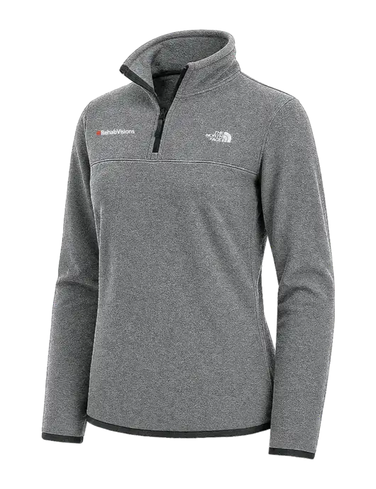 The North Face Womens Dark Medium Grey Heather Glacier 1/4-Zip Fleece w/RehabVisions Logo