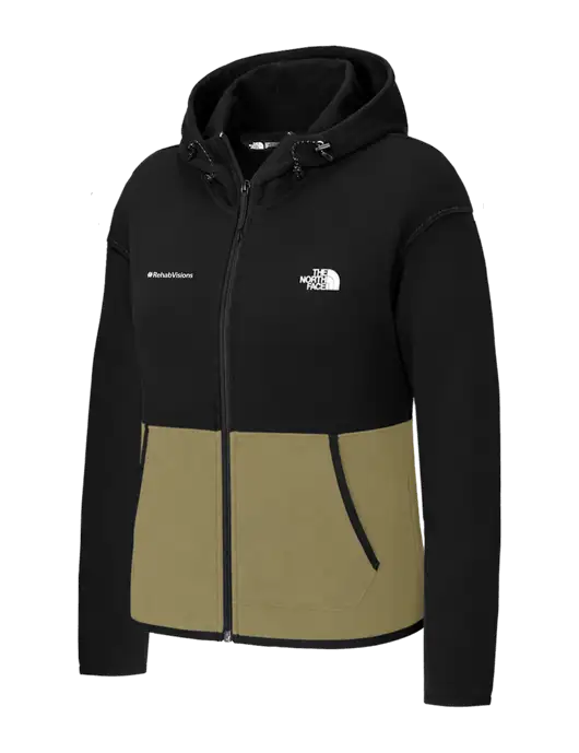 The North Face Womens Black/Dark Tan Double-Knit Full-Zip Hoodie w/RehabVisions Logo