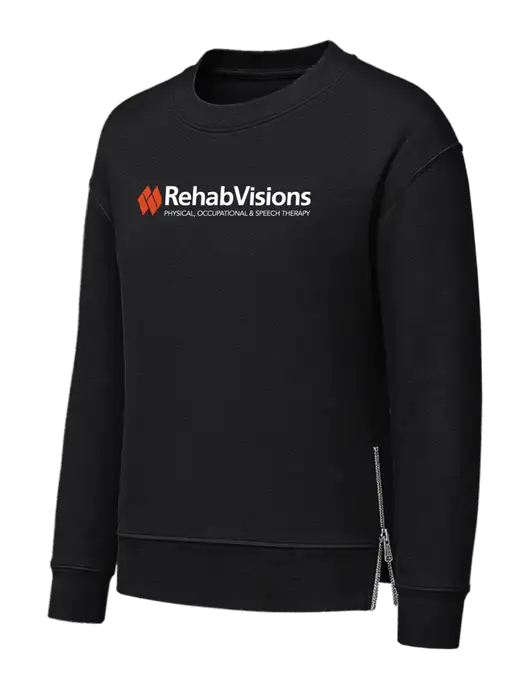 Womens Black Dual Side Zippers Crewneck w/RehabVisions Logo