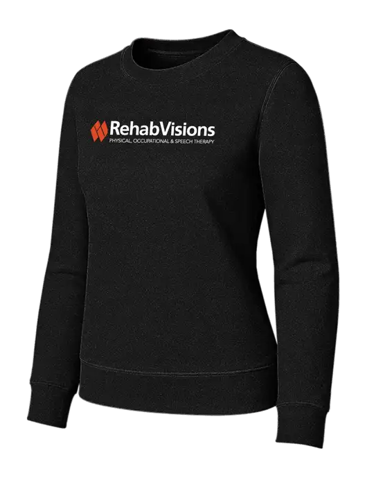 Womens Black Loft Crewneck Sweatshirt w/RehabVisions Logo