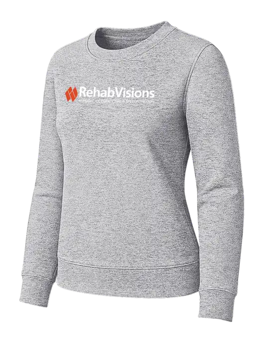 Womens Light Grey Heather Loft Crewneck Sweatshirt w/RehabVisions Logo