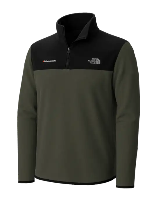 The North Face Dark Olive/ Black Glacier 1/4-Zip Fleece w/RehabVisions Logo