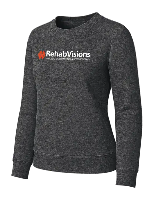 Womens Charcoal Heather Loft Crewneck Sweatshirt w/RehabVisions Logo