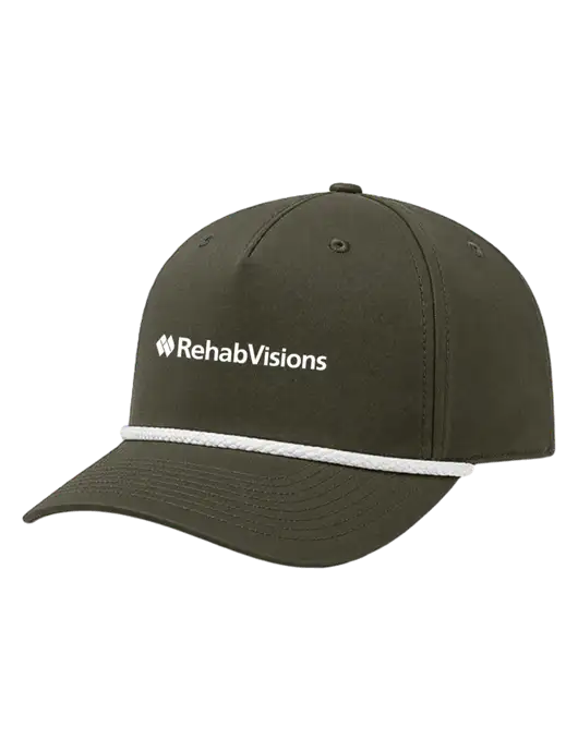 Richardson 5-Panel Classic Dark Olive/White Rope Cap w/RehabVisions Logo
