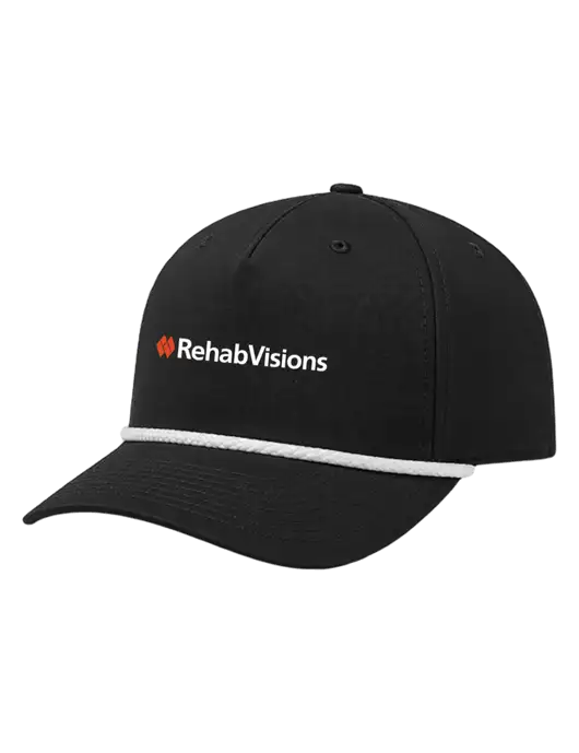 Richardson 5-Panel Classic Black/White Rope Cap w/RehabVisions Logo