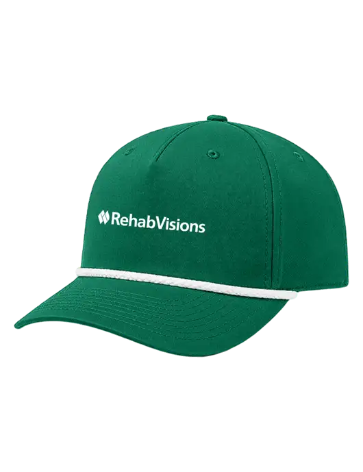 Richardson 5-Panel Classic Medium Dark Green/White Rope Cap w/RehabVisions Logo