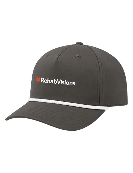 Richardson 5-Panel Classic Dark Grey/White Rope Cap w/RehabVisions Logo