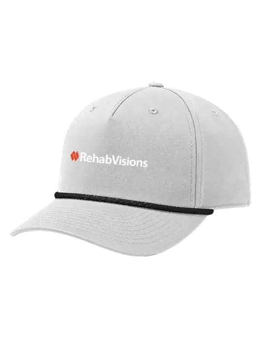 Richardson 5-Panel Classic Light Grey/Black Rope Cap w/RehabVisions Logo