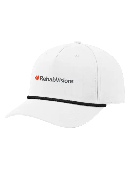 Richardson 5-Panel Classic White/Black Rope Cap w/RehabVisions Logo