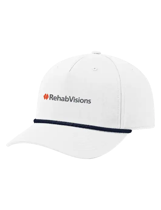 Richardson 5-Panel Classic White/Navy Rope Cap w/RehabVisions Logo