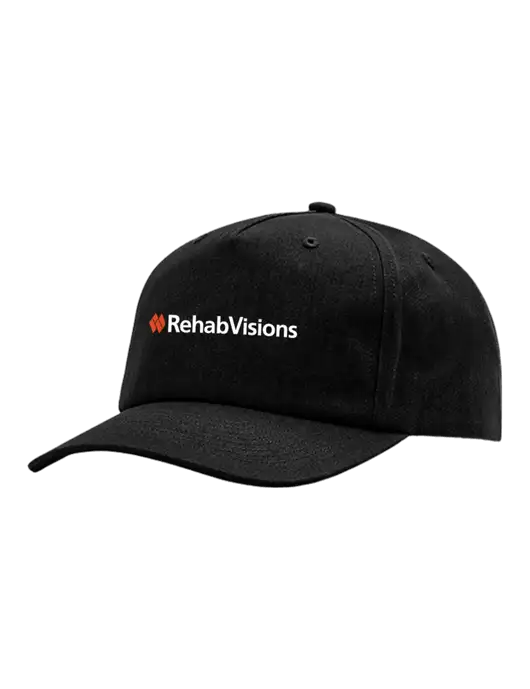 Richardson 5-Panel Black Relaxed Gramps Cap w/RehabVisions Logo