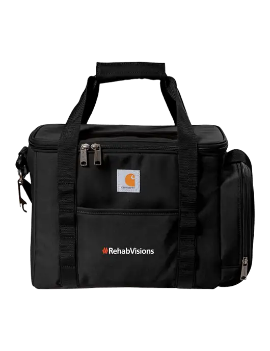 Carhartt Black Duffel 36-Can Cooler w/RehabVisions Logo